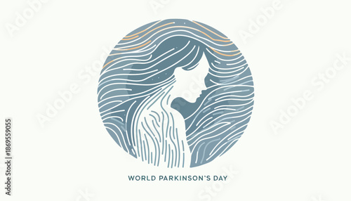 World Parkinson's Day Awareness with Stylized Female Profile