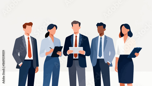 Business people in suits with devices