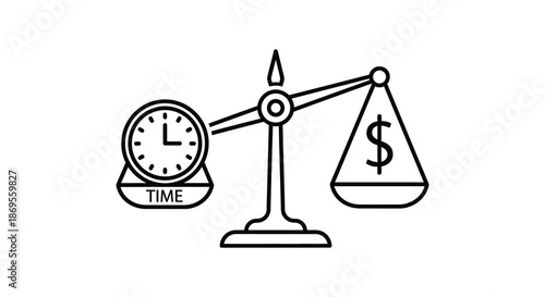 Balancing time and money a conceptual illustration in a striking silhouette