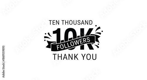 Celebrating ten thousand followers with a decorative black and white design silhouette