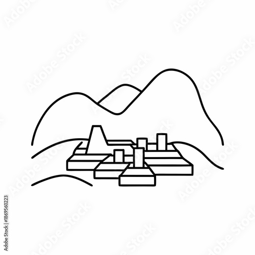 Machu Picchu Outline Vector Illustration