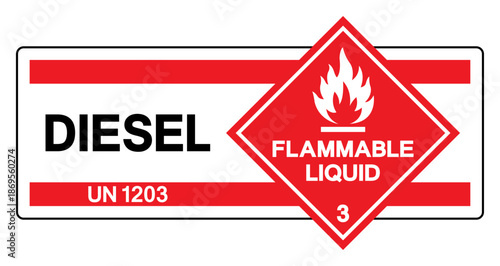 Diesel UN 1202 Symbol Sign, Vector Illustration, Isolate On White Background, Label.EPS10