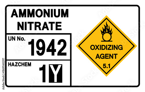 Ammomium Nitrate UN 1942 Symbol Sign, Vector Illustration, Isolate On White Background, Label.EPS10