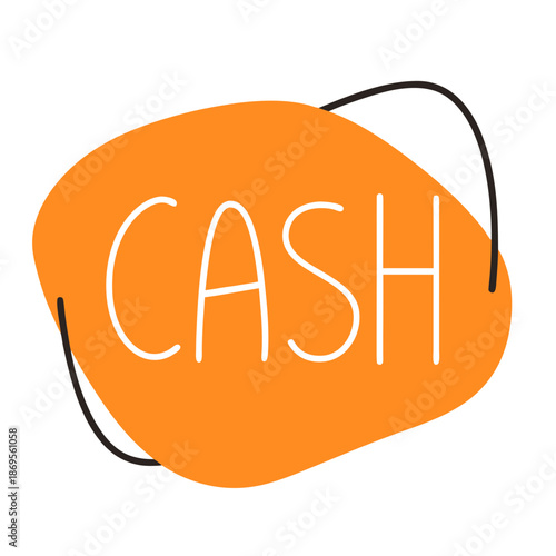 Cash text in modern font on an orange abstract background  