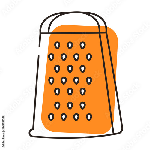 Kitchen cheese grater with orange background in minimalist style  