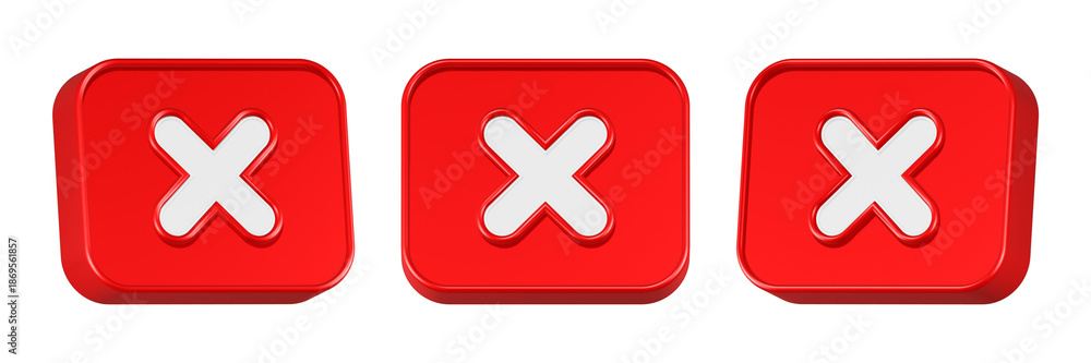 Obraz premium cross icon 3d render red square button