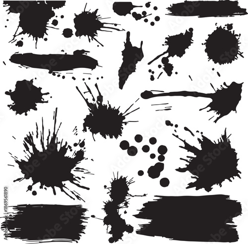 set of ink splashes Paint splash transparent background