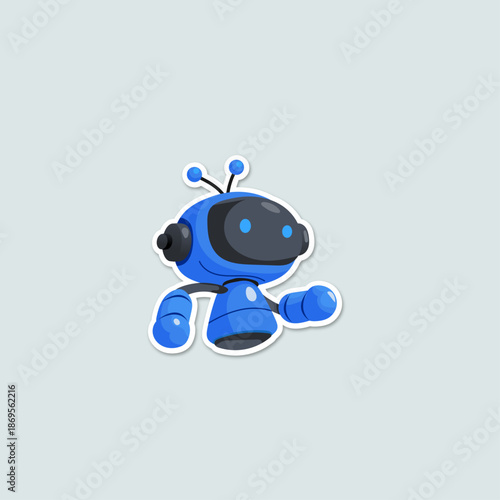Blue robot flat vector design mascot sticker illustration