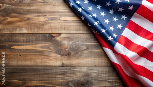 Rustic Wooden Table with American Flag Corner