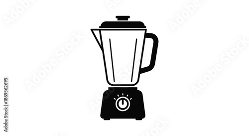 A simple black silhouette of a classic kitchen blender