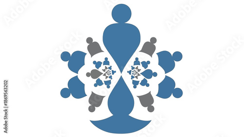 Blue Human Figure Leading Team Members.