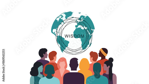 Diverse Group of People with Globe Wisdom.