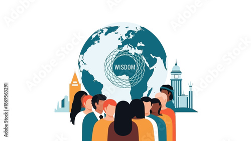 Diverse People Around World Icon Illustration.