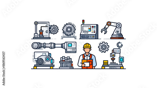 Industrial machinery and worker