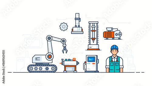 Industrial machinery and worker