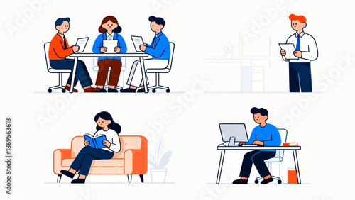 Office work and study scenes