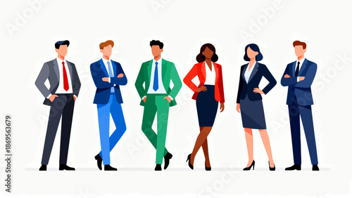 Business people in colorful suits