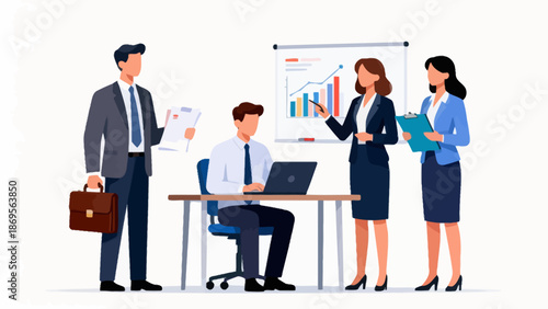 Business meeting with data presentation