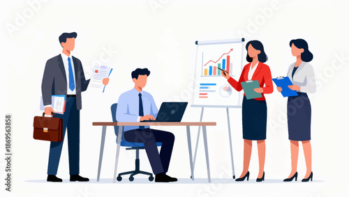 Business meeting with data presentation