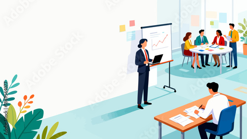 Business meeting with presentation