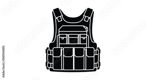 Black tactical vest illustration a protective gear design in silhouette