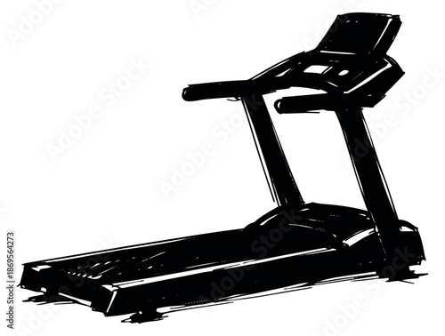 Hand drawn illustration of a treadmill depicting exercise and fitness for a healthy lifestyle