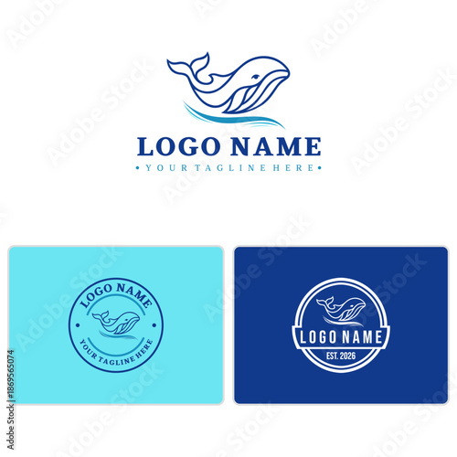 Vector Whale Logo with Clean Waves – Marine & Eco Business Identity