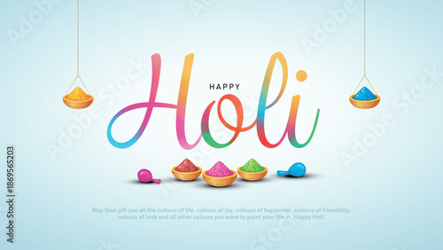 Indian festival happy Holi with colorful background with color pot. Creative vector illustration design.