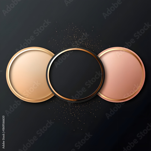 Round empty polished gold, silver, bronze, medals, coins vector template
