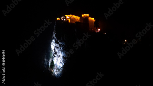 An Illuminated Bled Castle Overlooking