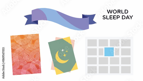 World Sleep Day Celebration with Sleep Related Objects.