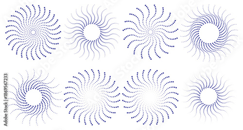 Abstract Spiral Swirl Line Shape Set with Rotating Circular Motion Design Elements
