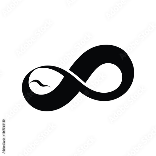 Infinity wave logo minimalist endless ocean flow abstract symbol Vector illustration