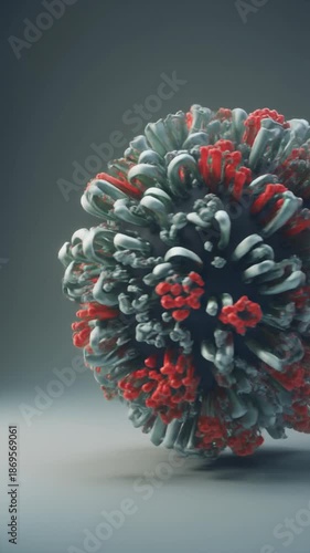 Microscopic Virus Particle Rotating Animation