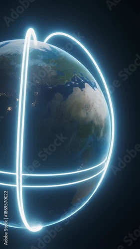 Global Earth Network with Spinning Light Paths