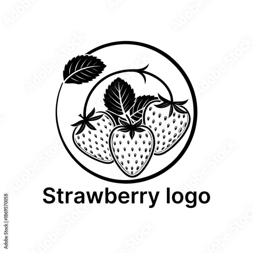 strawberry logo design silhouette vector line art logo design