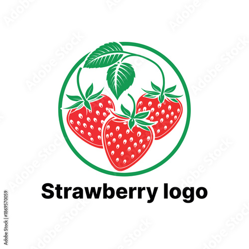 strawberry logo design silhouette vector line art logo design