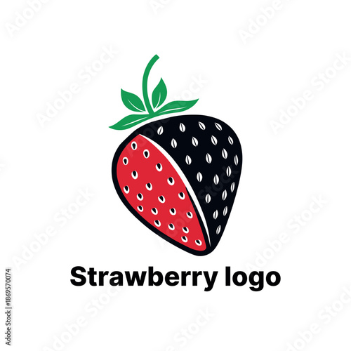 strawberry logo design silhouette vector line art logo design