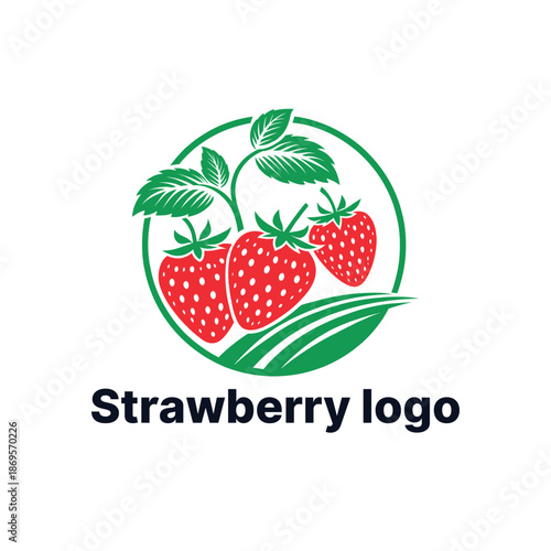 strawberry logo design silhouette vector line art logo design