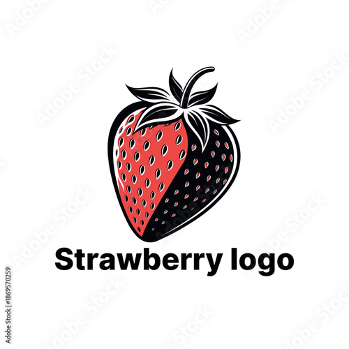strawberry logo design silhouette vector line art logo design