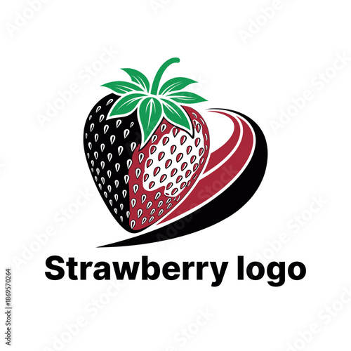 strawberry logo design silhouette vector line art logo design