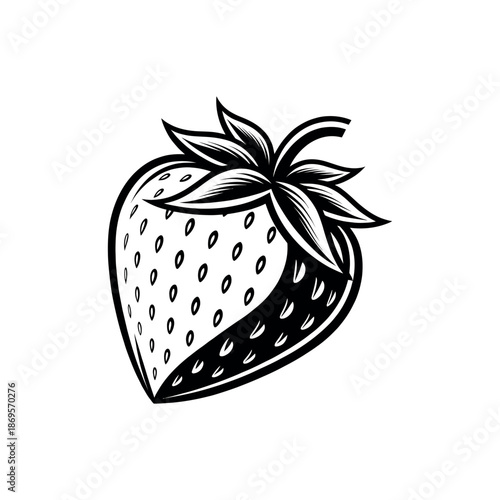 strawberry logo design silhouette vector line art logo design