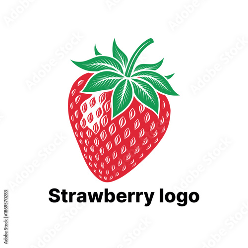 strawberry logo design silhouette vector line art logo design