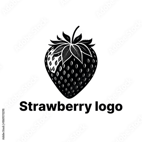 strawberry logo design silhouette vector line art logo design
