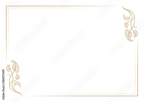 Minimal rectangular frame with floral corner accent. Elegant decorative border.