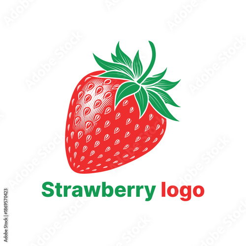 strawberry logo design silhouette vector line art logo design