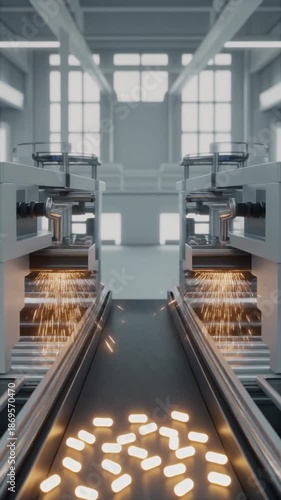 Automated Glowing Pills Production Line in Factory