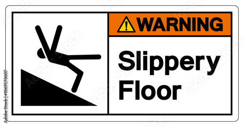 Warning Slippery Floor Symbol Sign,Vector Illustration, Isolate On White Background Label. EPS10