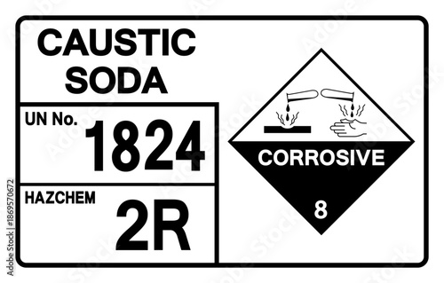 Caustic Soda UN 1824 Solution Symbol Sign, Vector Illustration, Isolate On White Background, Label.EPS10