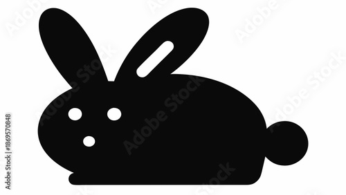Simple black silhouette of a cute rabbit